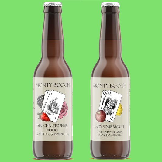 Mixed Case of Raw, Unfiltered Kombucha 330ml (12 Pack)